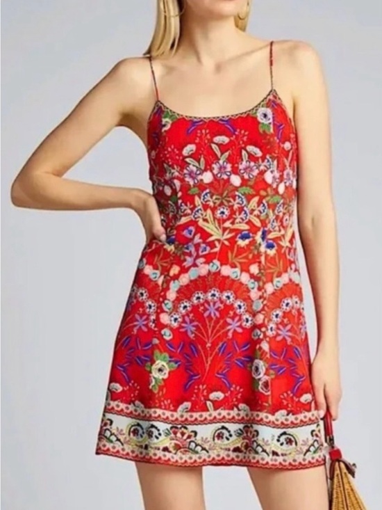 Alice + Olivia Dresses & Skirts - Alice + Olivia Ira Sleeveless Mini Dress Size 4 Red Floral Whimsy Boho Festival